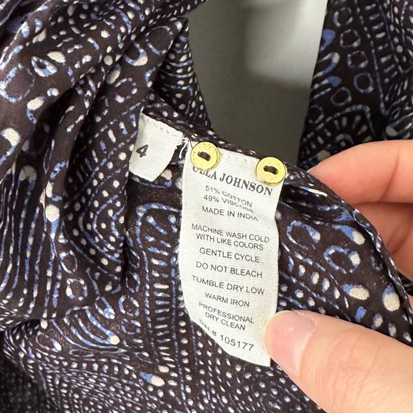 Ulla Johnson Sigrid High Neck Navy Blouse Size 4 - Picture 3 of 5